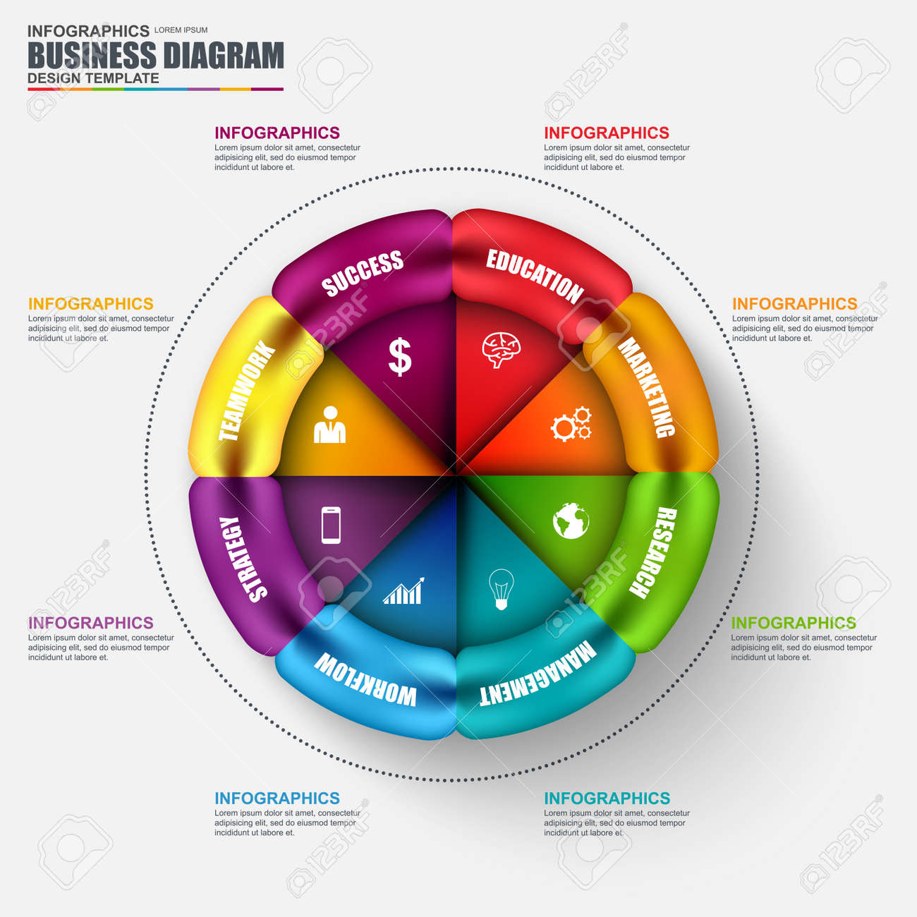 Abstract Business 3d Diagramme Circulaire Infographic Peut Etre Utilise Pour La Mise En Page Flux De Travail La Visualisation Des Donnees Concept D Entreprise Avec 6 Options Parties Etapes Ou Processus Banniere Graphique