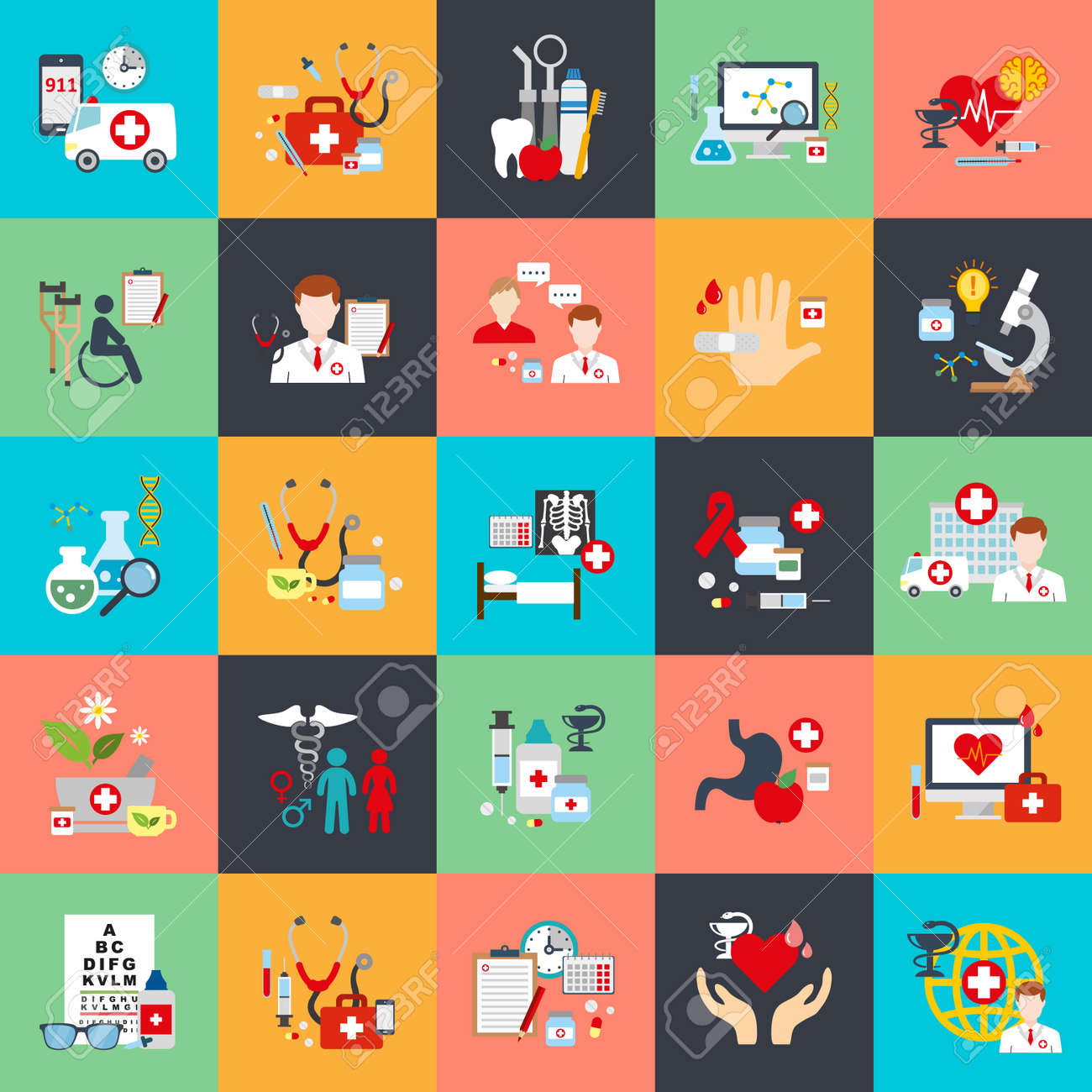 Flat conceptual icons set of online medical support, family health care, health insurance, pharmacy, medical services, laboratory tests, ambulance, online pharmacy. Flat vector icon. - 54440352 Flat conceptual icons set of online medical support, family health care, health insurance, pharmacy, medical services, laboratory tests, ambulance, online pharmacy. Flat vector icon. - 54440352