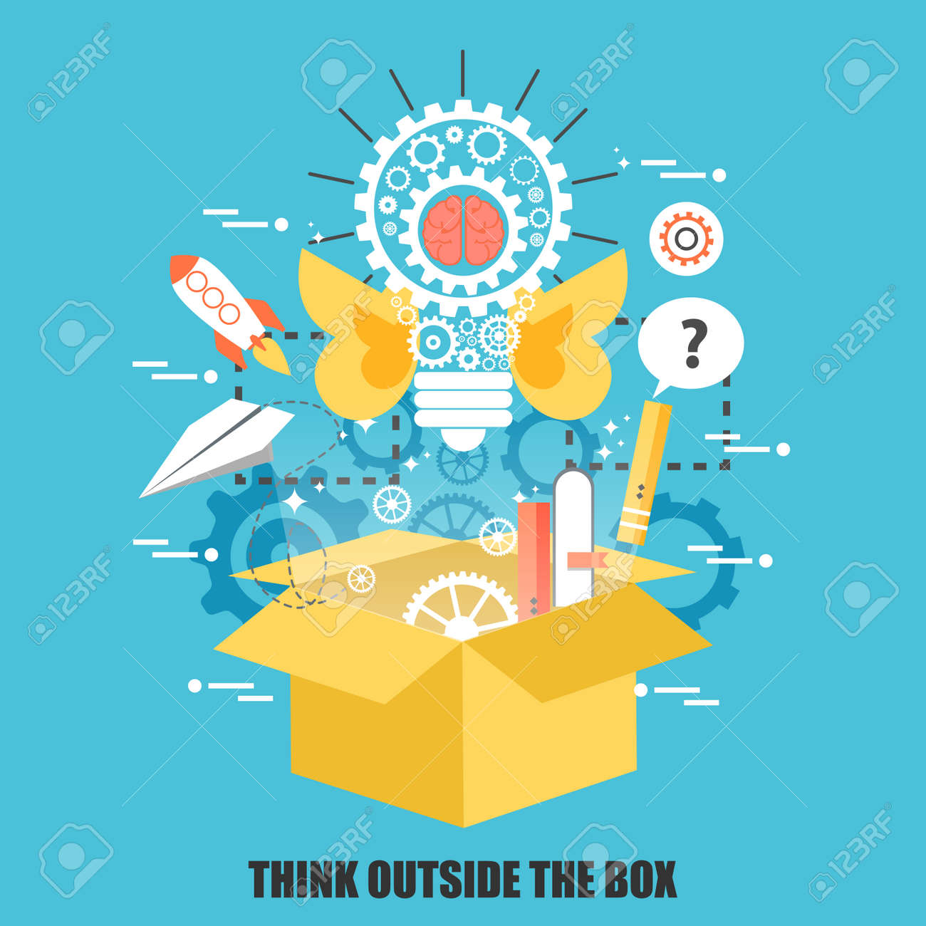 Flat concept of think outside the box, creative idea. Can be used for poster, banner, magazine, web design. Best solution for graphic designers. Vector illustration. - 62696647 Flat concept of think outside the box, creative idea. Can be used for poster, banner, magazine, web design. Best solution for graphic designers. Vector illustration. - 62696647