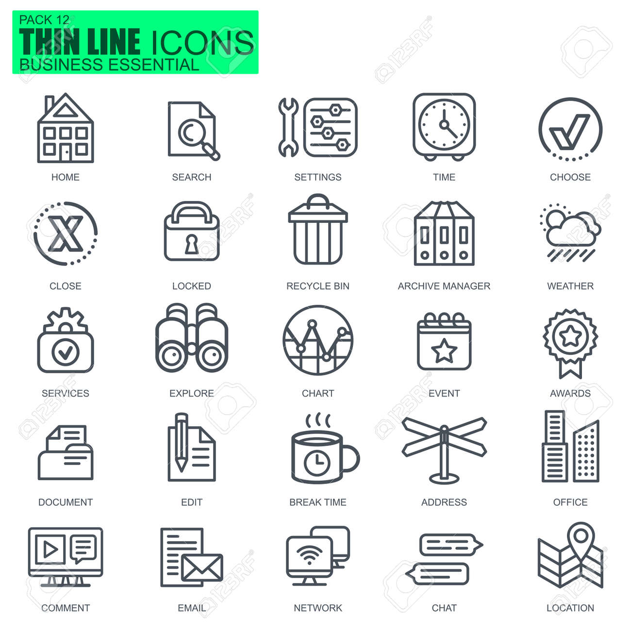Thin line business essential, communication and office icons set for website and mobile site apps. Pixel Perfect. Editable Stroke. New style flat simple linear pictogram pack. Vector illustration. - 68822262 Thin line business essential, communication and office icons set for website and mobile site apps. Pixel Perfect. Editable Stroke. New style flat simple linear pictogram pack. Vector illustration. - 68822262