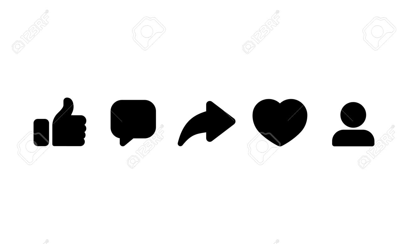 Social Media Icon Thumbs Up Repost Sharing Like Comment Vector On Isolated White Background Royalty Free Cliparts Vectors And Stock Illustration Image