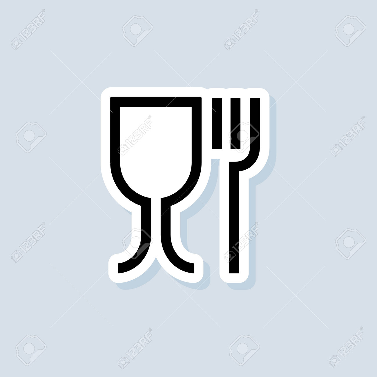 Food Grade Sticker. Food Safe Material Sign. Food Grade Icons. Wine Glass  And Fork Symbols.Icon For Safe And Non-safe Use With Food Products. Vector  On Isolated White Background. Royalty Free SVG, Cliparts,, image size:1300x1300