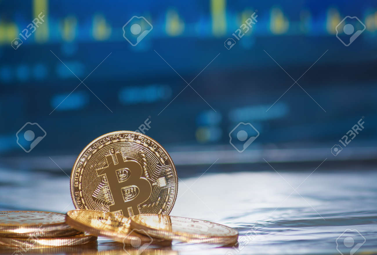 Gold Bitcoin With Growth Graph Chart Trading View. Bitcoin Gold Coin And  Defocused Chart Background. Virtual Cryptocurrency Concept. Stock Market  Chart. Bitcoin Investment Business Internet Technology Stock Photo, Picture  and Royalty Free