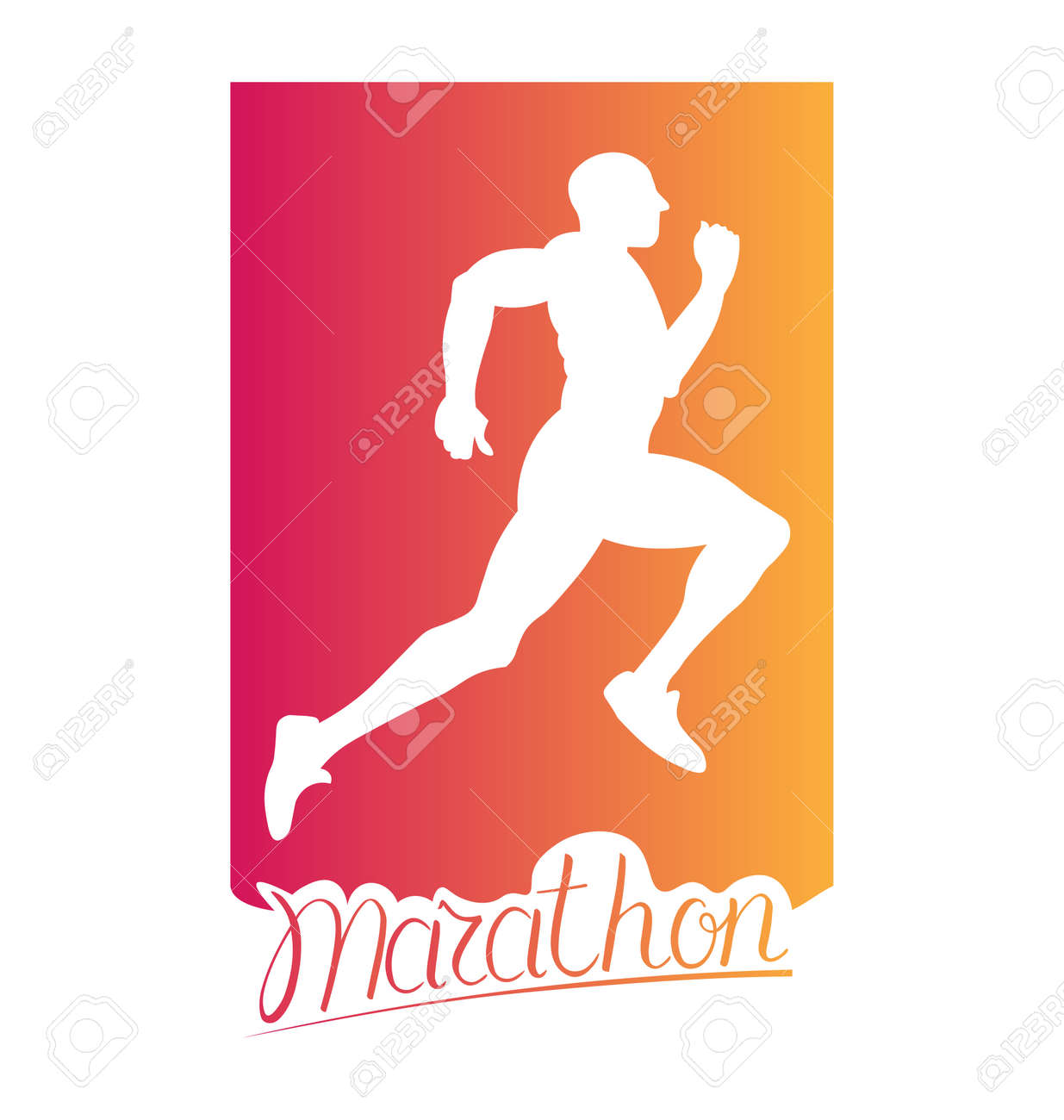 Running Man Silhouette Et Dessine A La Main Citation Marathon Clip Art Libres De Droits Vecteurs Et Illustration Image