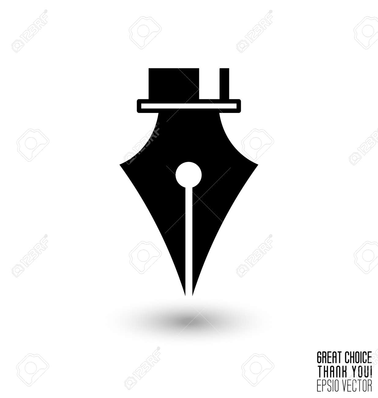 fountain pen tool flat icon black vector illustration on white