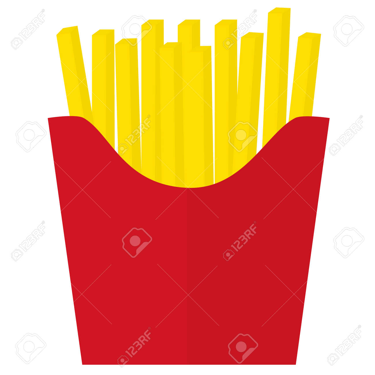 赤いボックスのフライド ポテト アイコン 紙バケツにフライド ポテト ベクトルやイラストのデザイン のイラスト素材 ベクタ Image