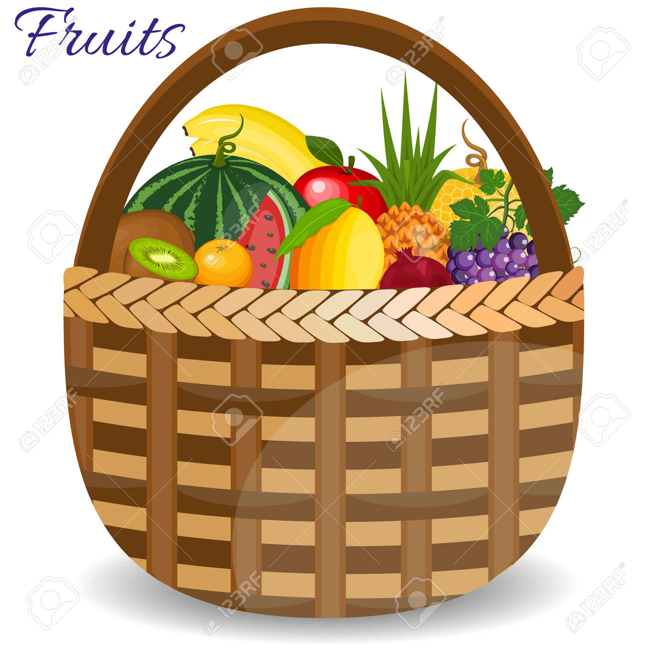Fresh Fruits Organic Food Set Still Life In Basket Healthy Fruits Royalty Free Cliparts Vectors And Stock Illustration Image 75344629