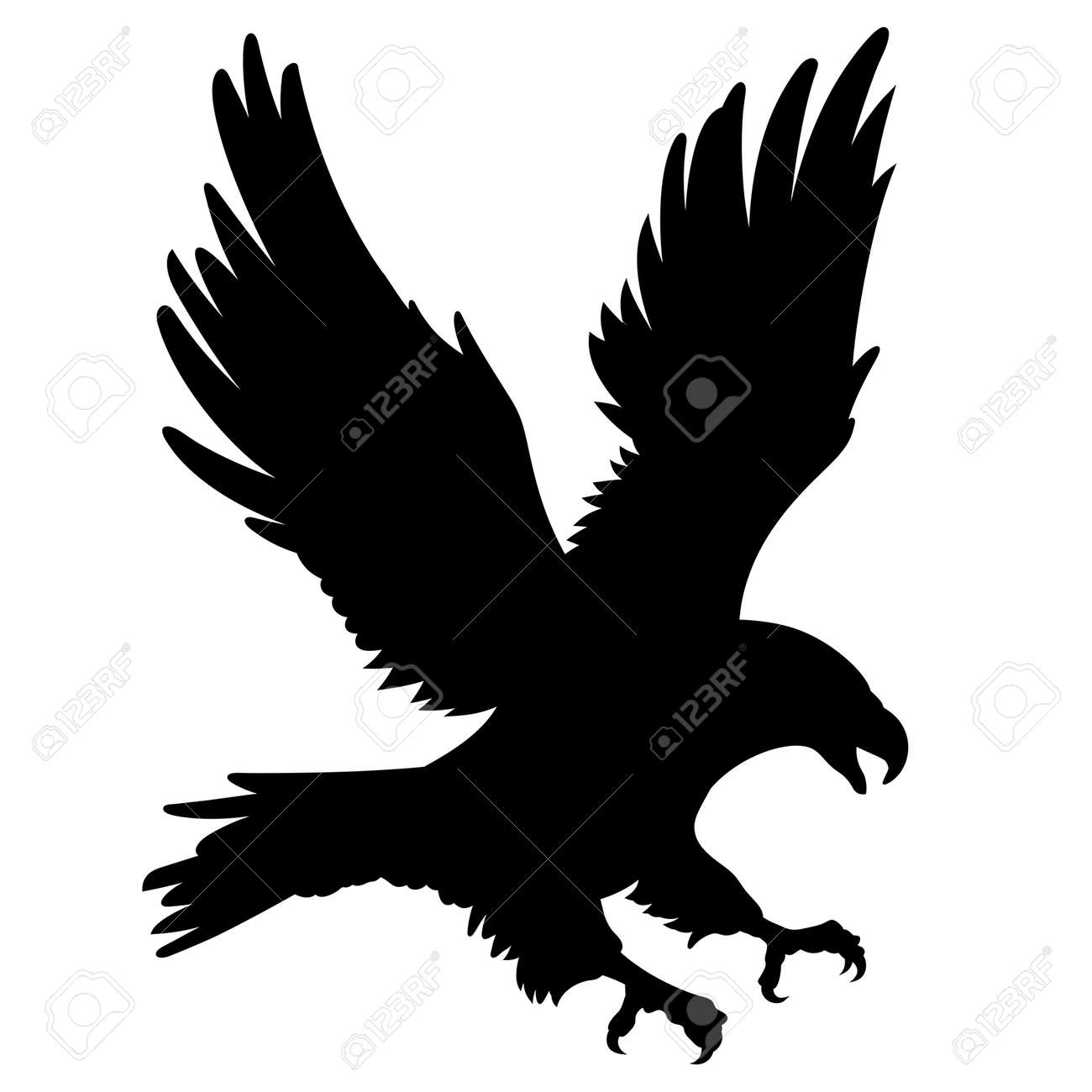 Silhouette D 39 Aigle Noir Isole Sur Blanc Clip Art Libres De Droits Vecteurs Et Illustration Image
