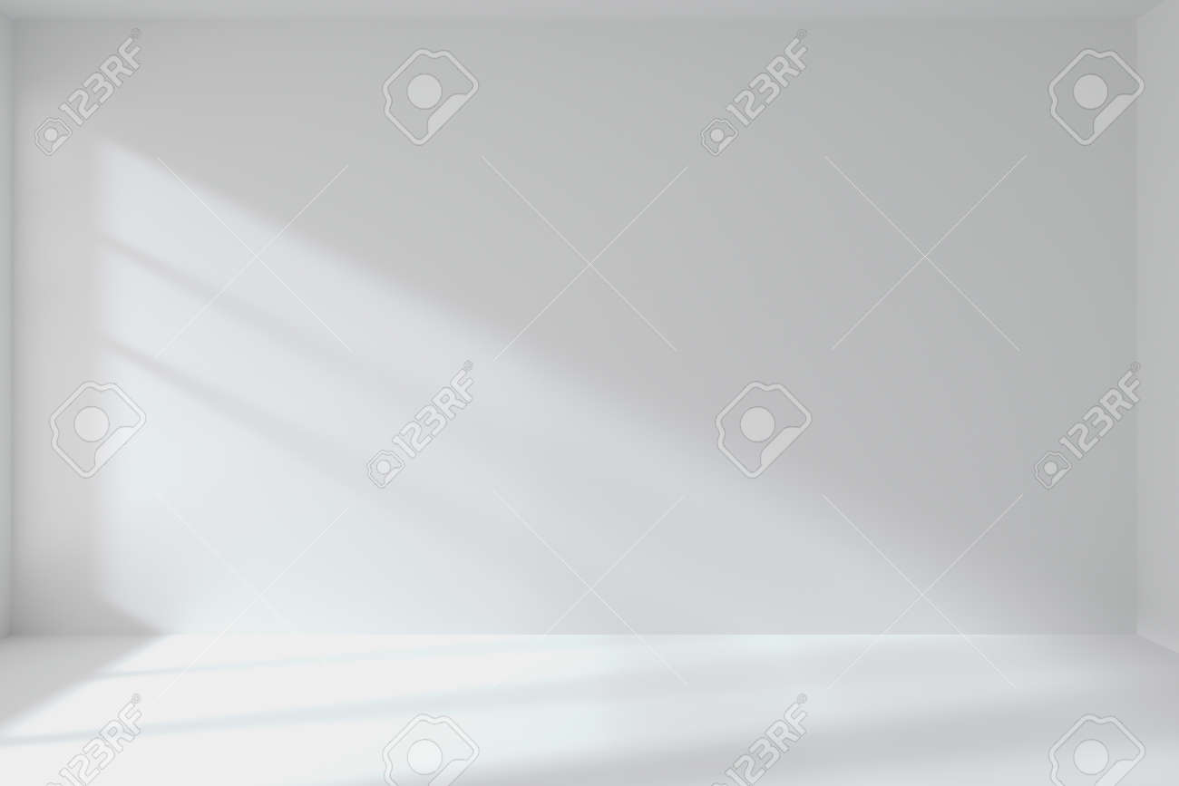 Abstract architecture white room interior: empty white room with white wall, white floor, white ceiling with light from window, without any textures, 3d illustration - 52887058 Abstract architecture white room interior: empty white room with white wall, white floor, white ceiling with light from window, without any textures, 3d illustration - 52887058