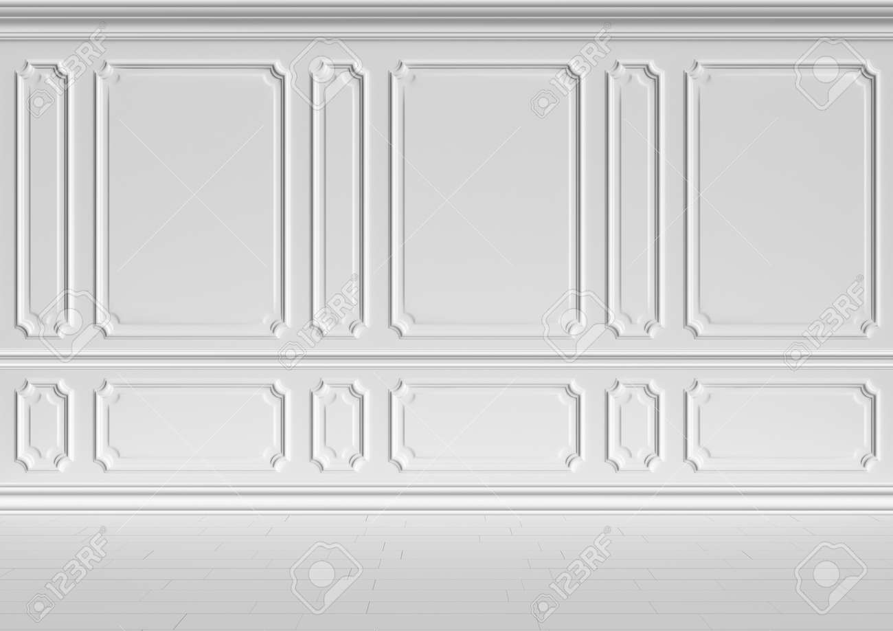 Simple classic style non-color white interior illustration - white wall of classic style white empty room interior, colorless 3d-illustration - 55814274 Simple classic style non-color white interior illustration - white wall of classic style white empty room interior, colorless 3d-illustration - 55814274
