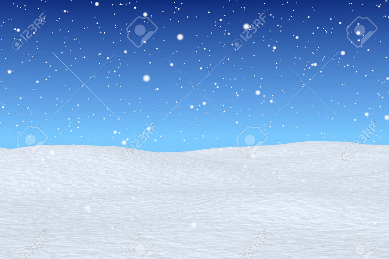 白い雪原 雪と明るい冬青空 冬雪背景 冬のグリーティング カード 3 D イラストレーション の写真素材 画像素材 Image