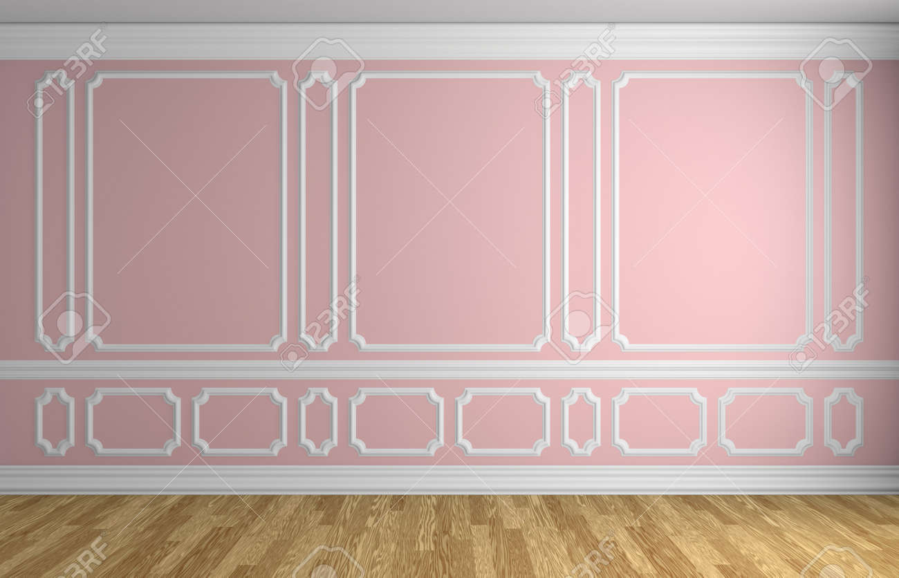 Mur Rose Avec Blanc L Ments De Moulures D Coratives Sur Le Mur Dans Mur Rose Avec Blanc L Ments De Moulures D Coratives Sur Le Mur Dans