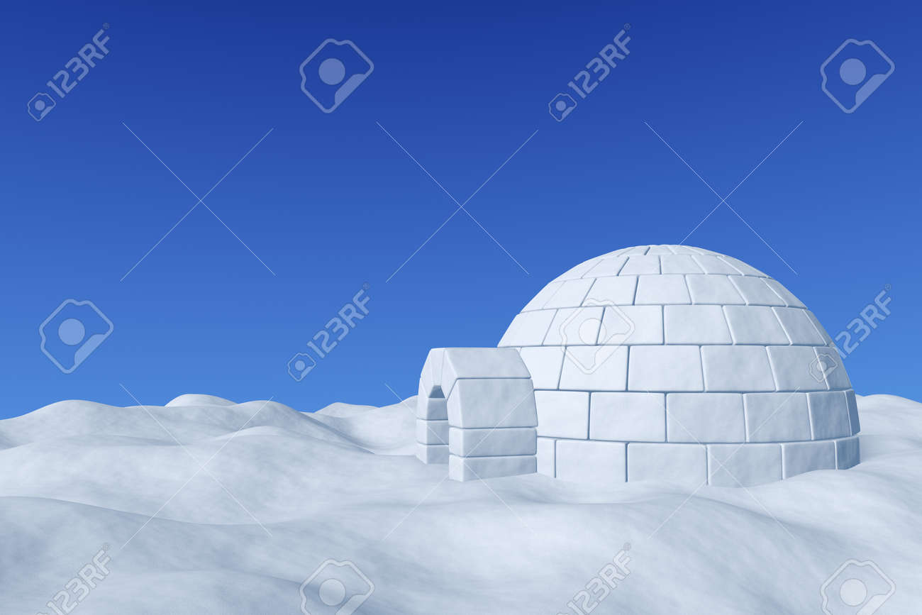 Winter North Polar Snowy Landscape - Eskimo House Igloo Icehouse Made With  White Snow On Surface Of Snow Field Under Cold North Blue Sky 3d  Illustration Stock Photo, Picture and Royalty Free, image size:1300x867