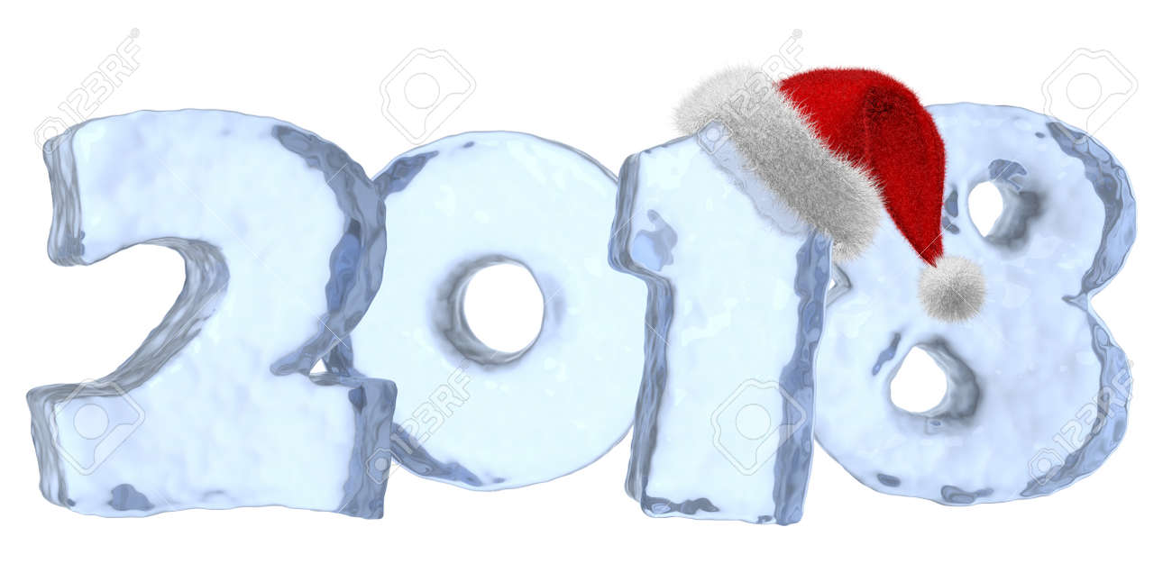 2018 new year sign text written with numbers made of clear blue