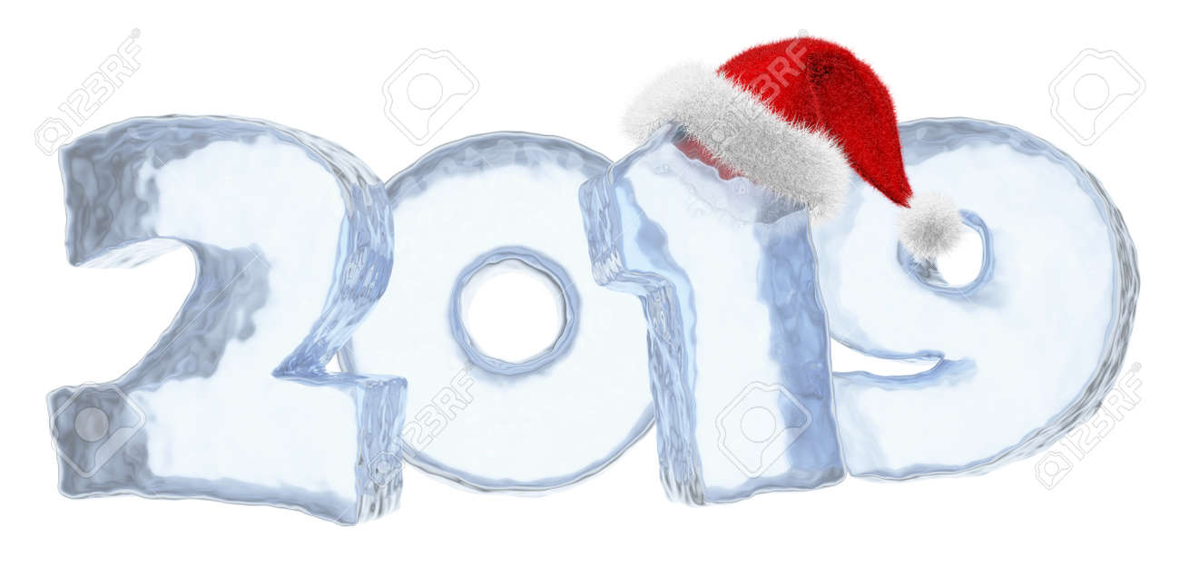happy new year 2019 sign text written with numbers made of clear