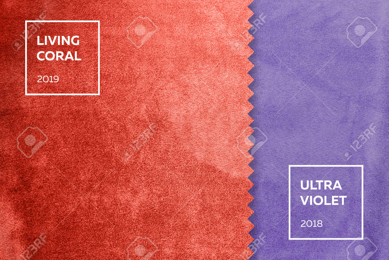 fabric with a nap in colors of the year 2018, ultra violet, living coral 2019 - 113844432 fabric with a nap in colors of the year 2018, ultra violet, living coral 2019 - 113844432