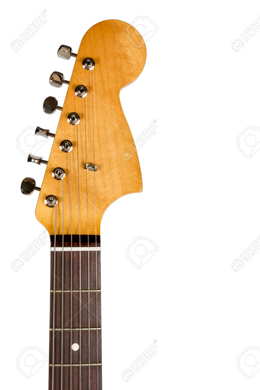 Headstock of the six string classic electric guitar on white background - 31823602 Headstock of the six string classic electric guitar on white background - 31823602