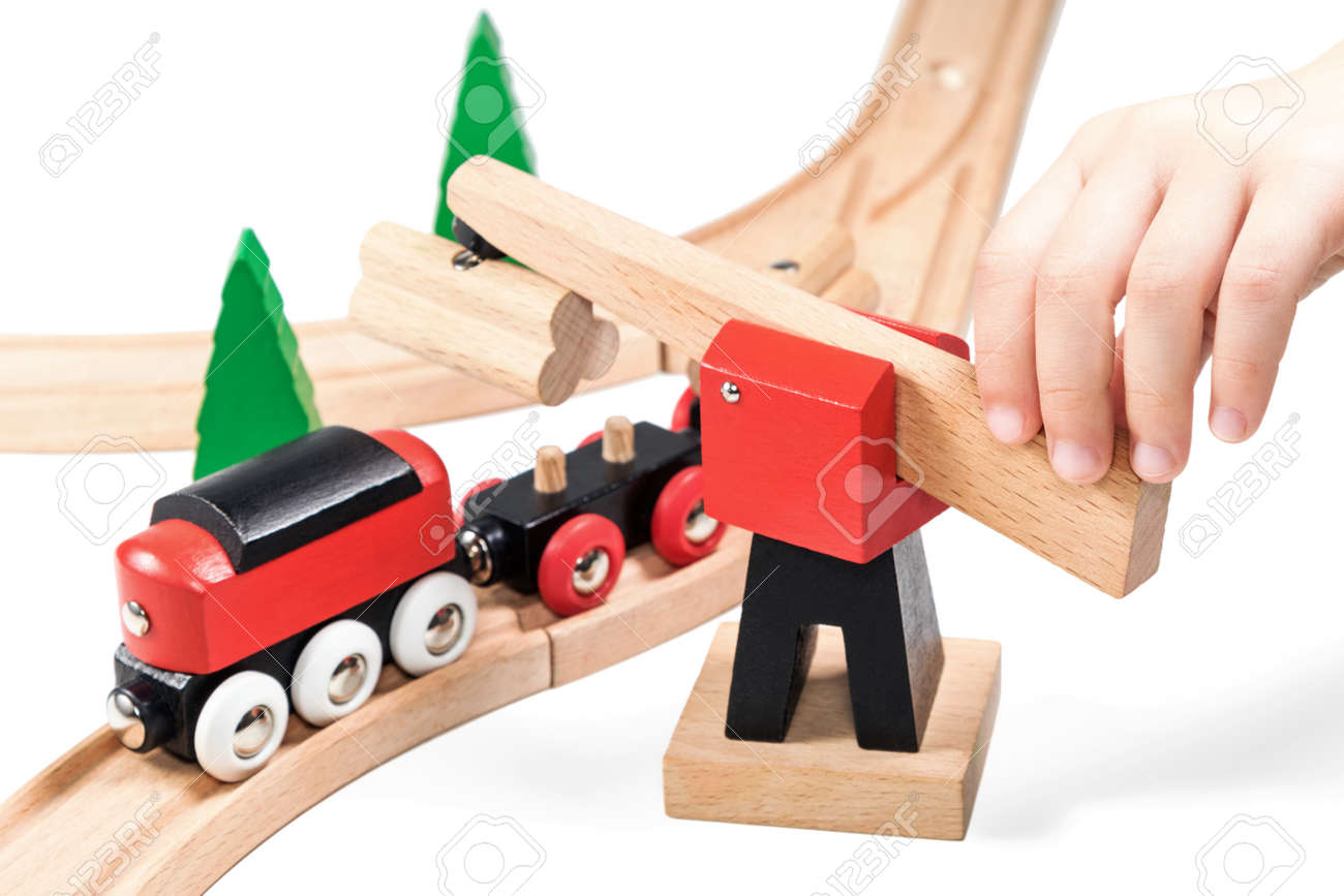 wooden train crane