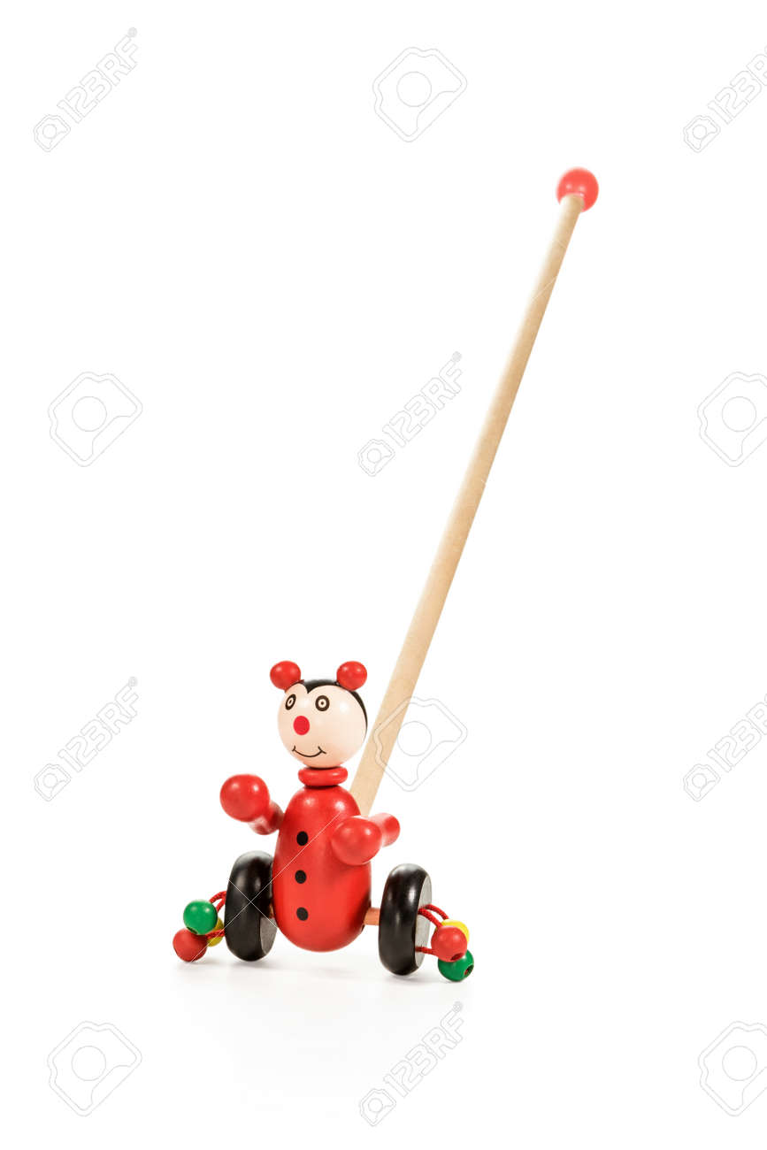 Rollo De Madera Rojo Juguetes Payaso Sobre Ruedas Con Un Palo Bolas Niños Pequeños Aislados Fondo Blanco Fotos, Retratos, Imágenes Y Fotografía De Archivo Libres De Derecho. Image 47527010.