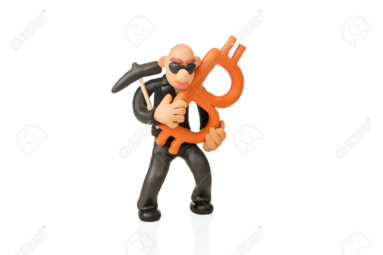 Portrait Of A Bald Plasticine Greedy Miner Bitcoin Isolated On White  Background Stock Photo, Picture and Royalty Free Image. Image 86819184.