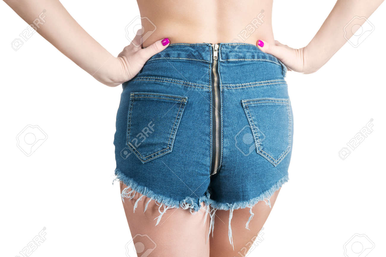 jean shorts with zipper in back