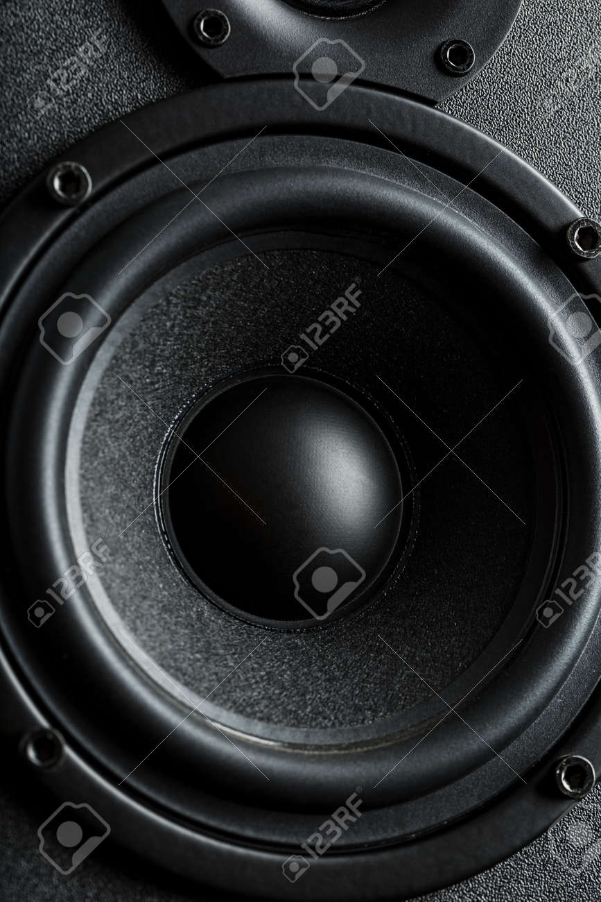 Multimedia Speaker System Speaker Close Up On A Black Background Stock Photo Picture And Royalty Free Image Image 141476580