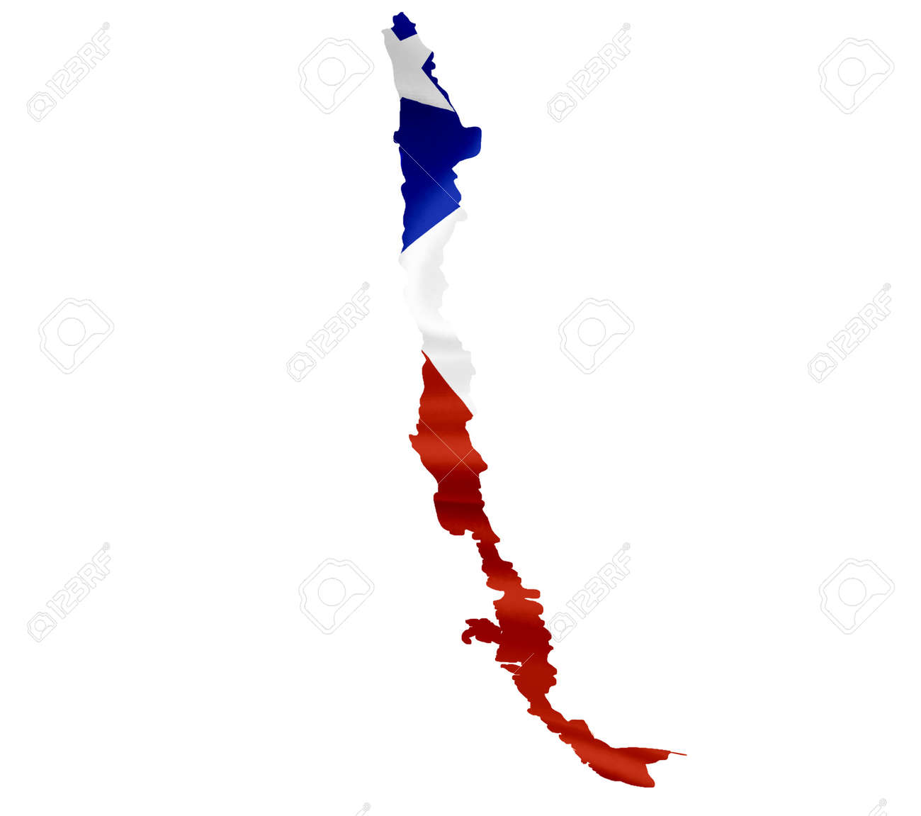 map of chile with waving flag isolated on white stock photo picture