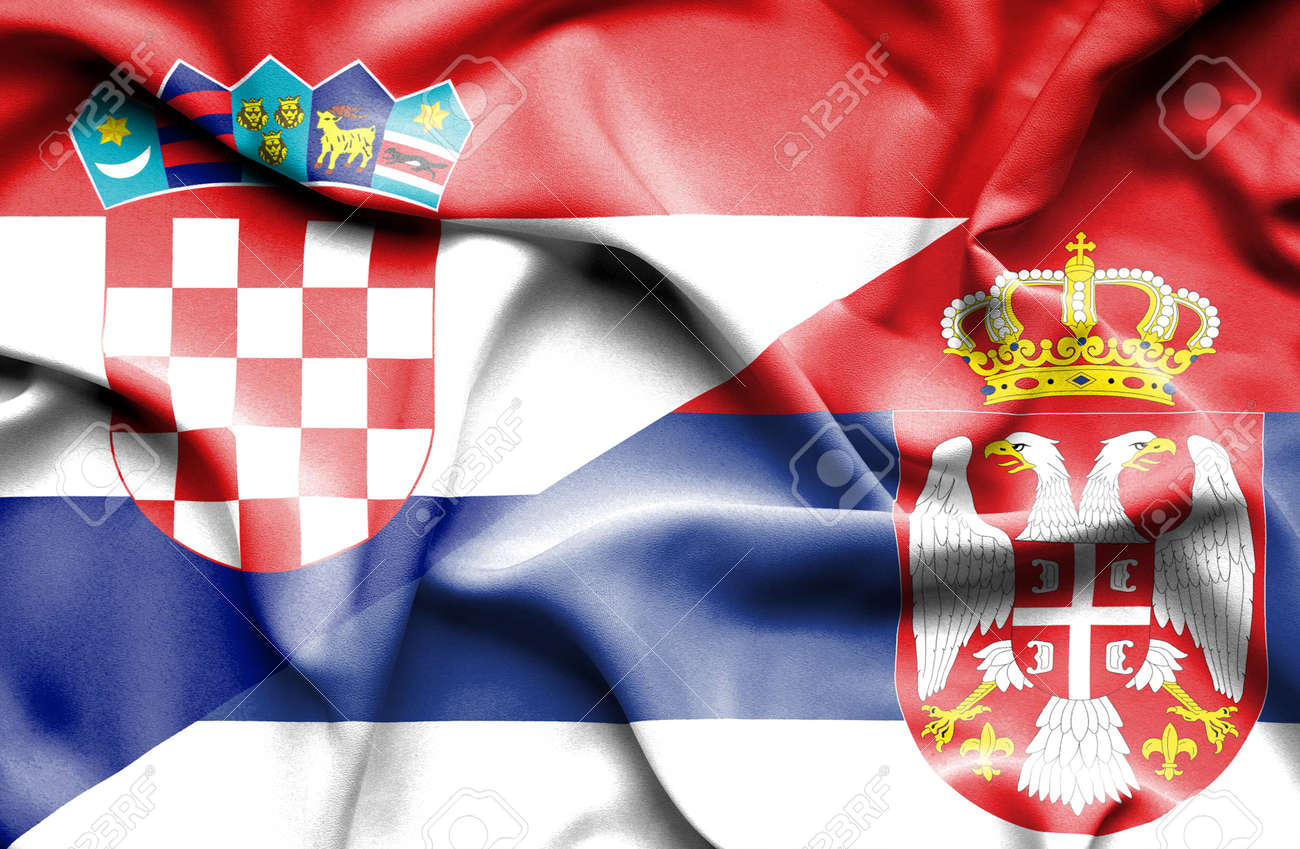 Waving Flag Of Serbia And Croatia