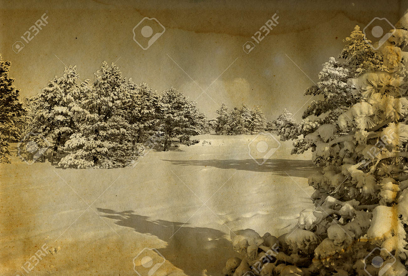 Bellissime Cartoline Paesaggio Immagini Natalizie Vintage.Immagini Stock Vintage Stile Retro Paesaggio Invernale Natale Foto Image 11697744