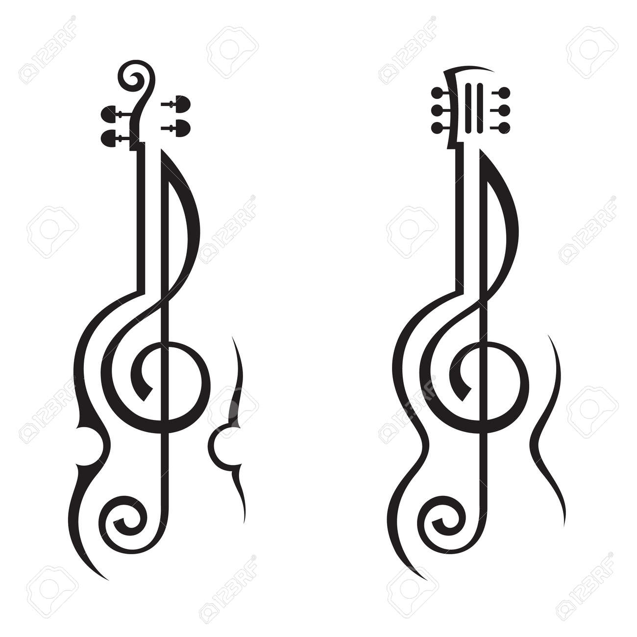 Violin, Guitar And Treble Clef Royalty Free SVG, Cliparts, Vectors, and  Stock Illustration. Image 17684963., image size:1300x1300