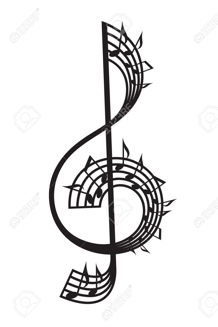 treble clef and notes royalty free cliparts vectors and stock trble clef