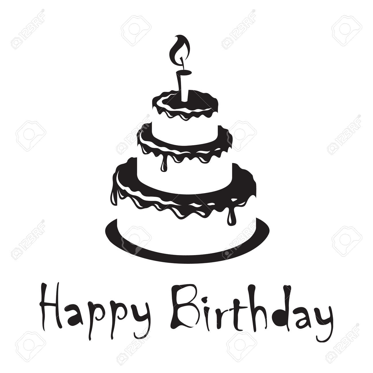 誕生日ケーキのモノクローム デザイン のイラスト素材 ベクタ Image 誕生日ケーキのモノクローム デザイン のイラスト素材 ベクタ Image