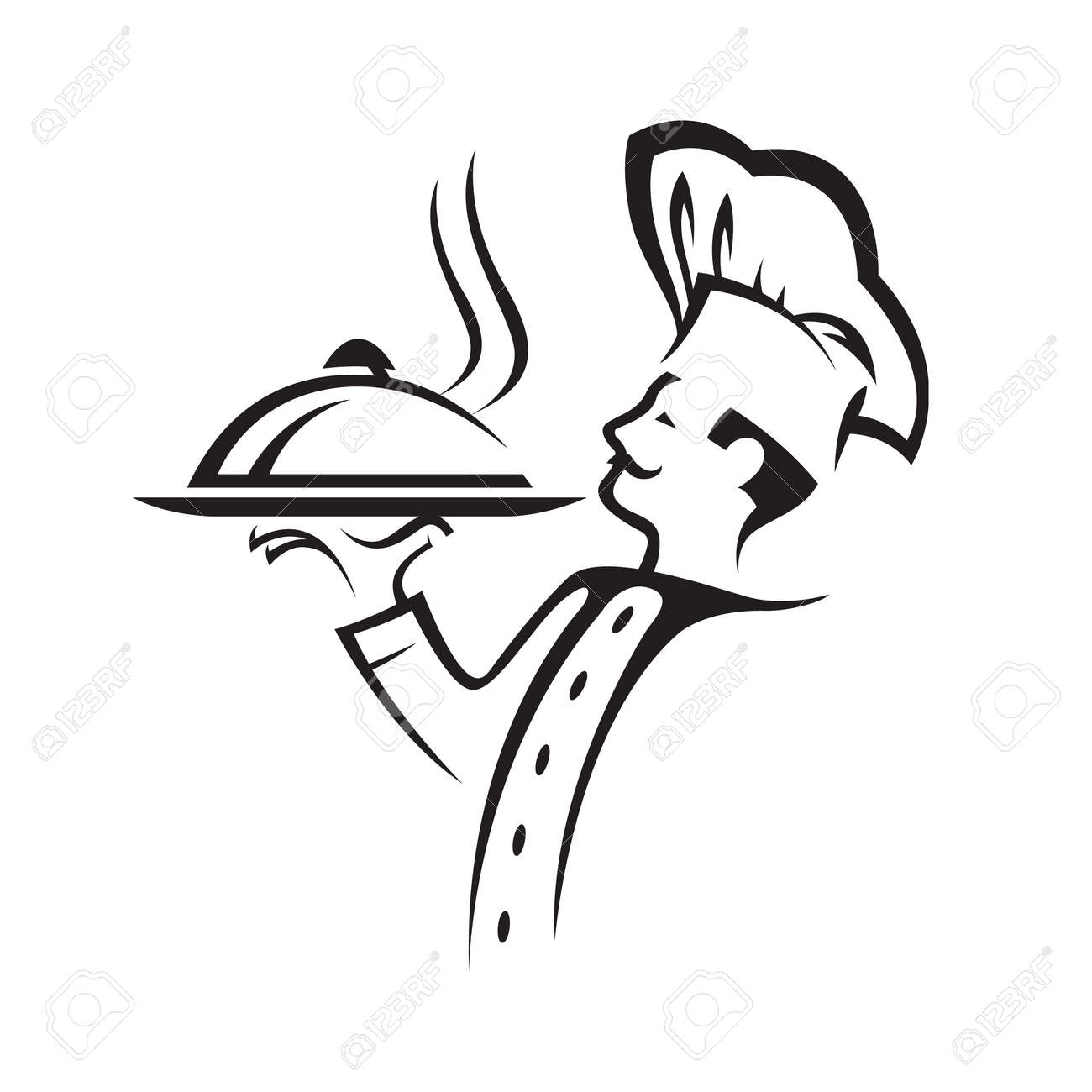 シェフの手で食品のトレイのイラスト素材 ベクタ Image 4742