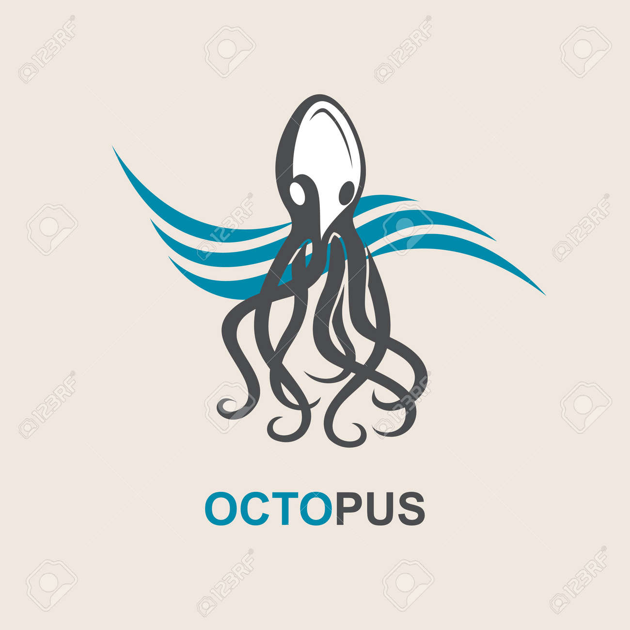 タコと海の波のイメージのイラスト素材 ベクタ Image