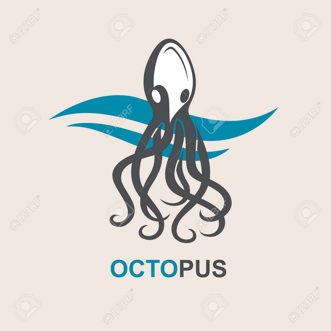 タコと海の波のイメージのイラスト素材 ベクタ Image