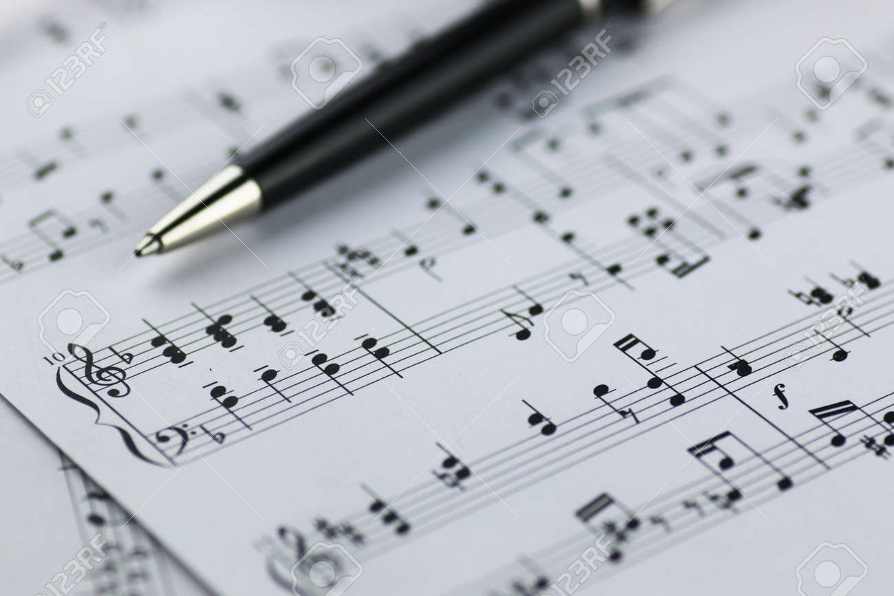 printed of notes paper sheet musical white with Christmas.. with