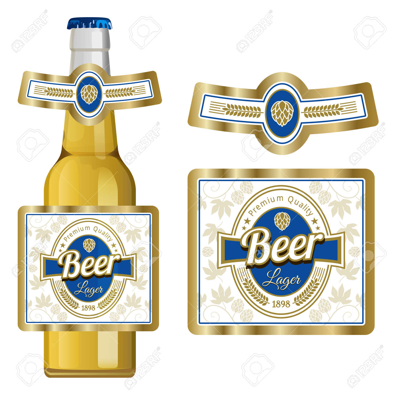 Beer Label Template With Neck Label Vector Illustration Royalty Free Cliparts Vectors And Stock Illustration Image 145194502