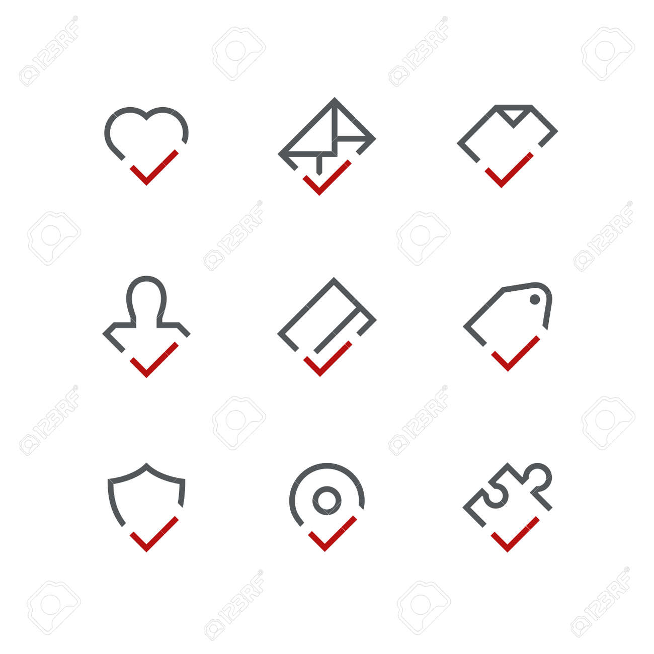 checkmark outline icon set