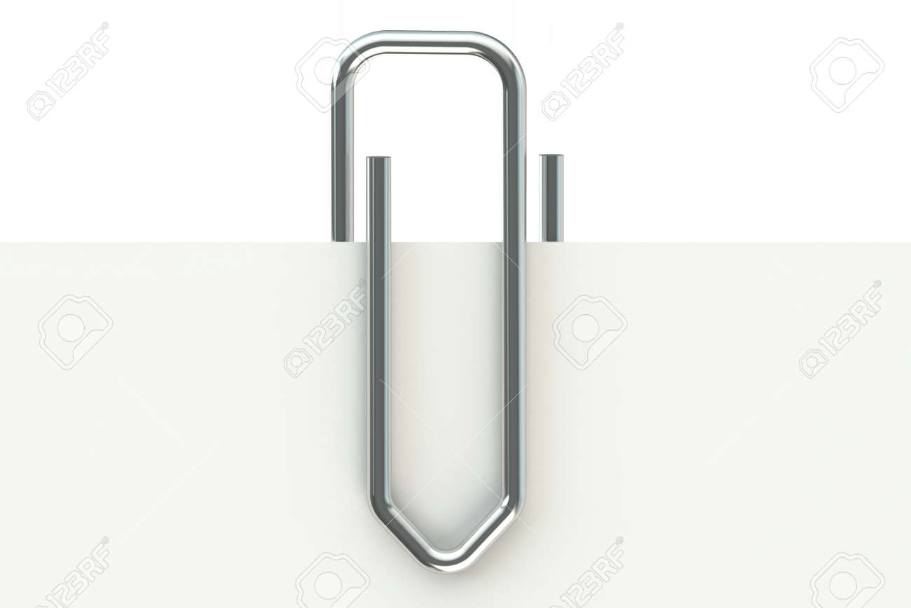 金属クリップ 白い背景で隔離紙 の写真素材 画像素材 Image