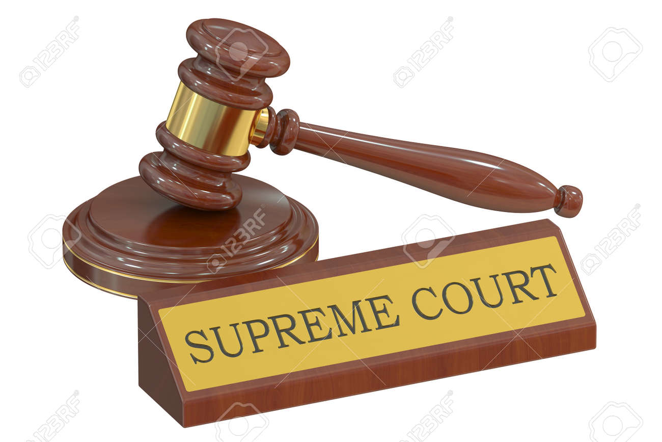 supreme court concept with gavel 3d rendering stock photo picture
