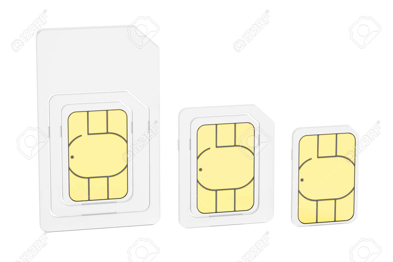 Mini Micro Nano Sim Cards 3d Rendering Isolated On White