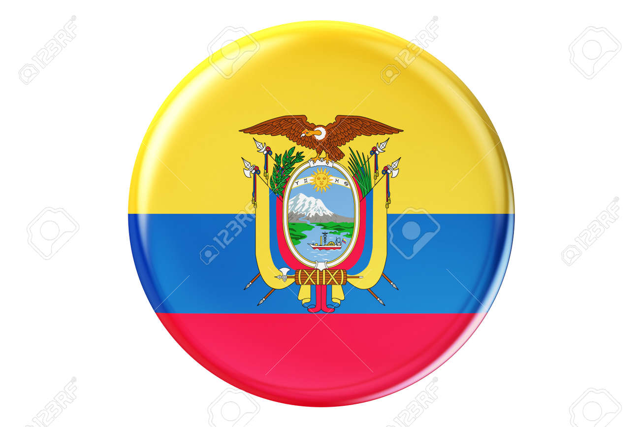 Animal De La Bandera De Ecuador Insignia Con La Bandera De Ecuador, Representación 3D Aislada En El Fondo  Blanco Fotos, Retratos, Imágenes Y Fotografía De Archivo Libres De Derecho.  Image 67904353.