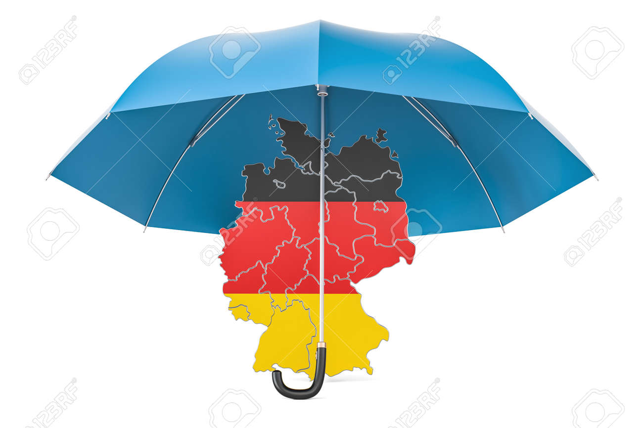 Mapa Alemán Bajo Paraguas. Y Protección O Concepto De Representación 3d Aislada Sobre Fondo Blanco Fotos, Retratos, Imágenes Fotografía De Archivo Libres De Derecho. Image 80633774.
