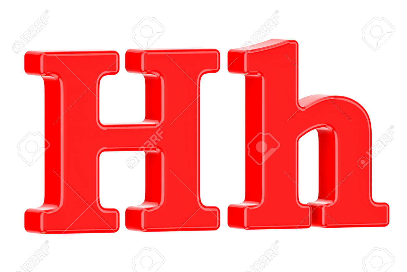 english red letter h 3d rendering isolated on white background letter hh