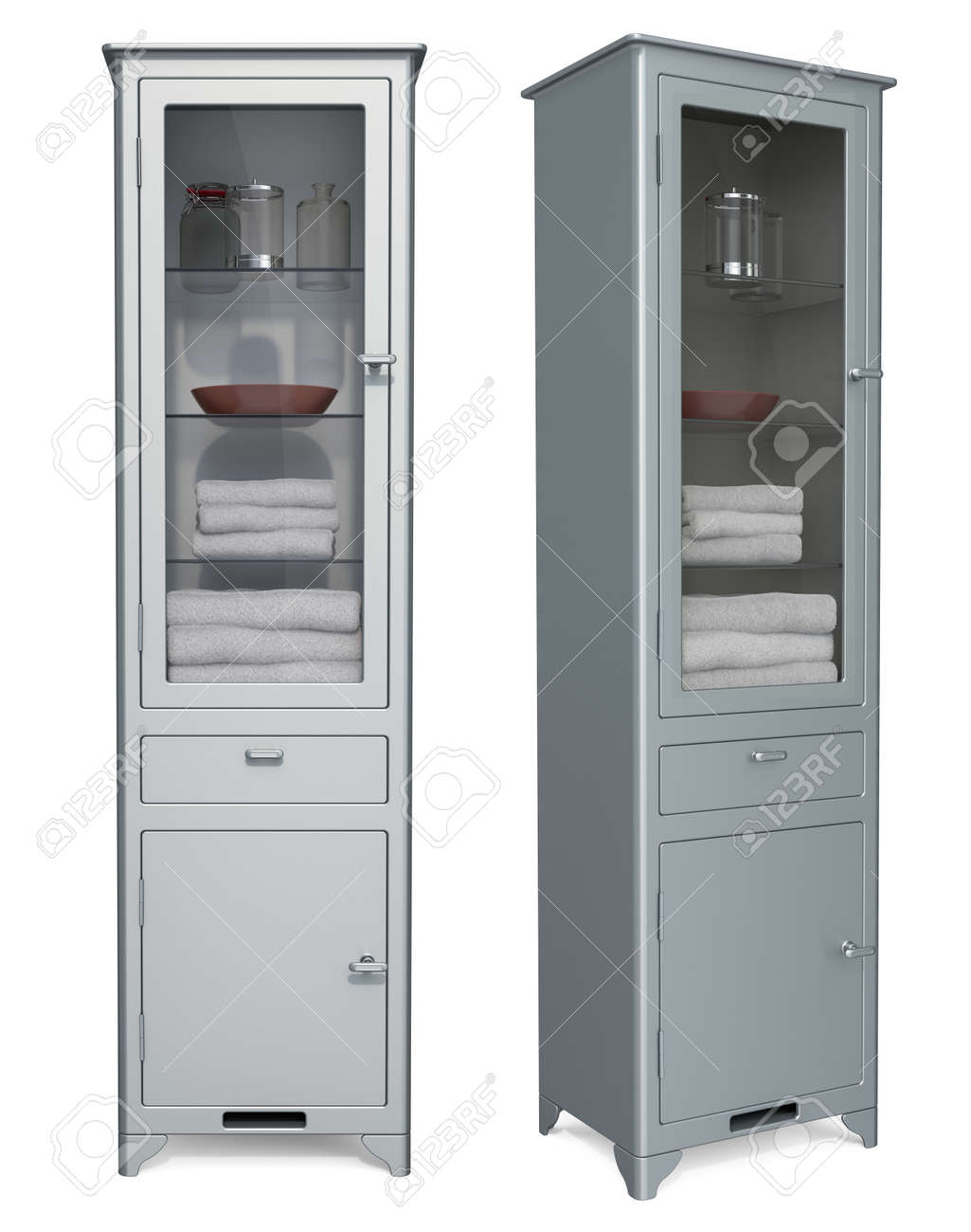 Vintage Steel And Glass Medicine Cabinet 3d Rendering Isolated