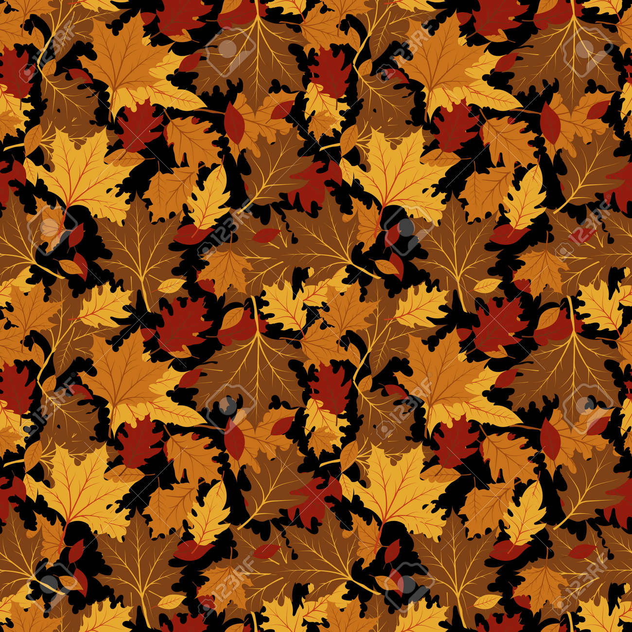 Seamless Patterns With Autumn Leaves Royalty Free Cliparts Vectors And Stock Illustration Image