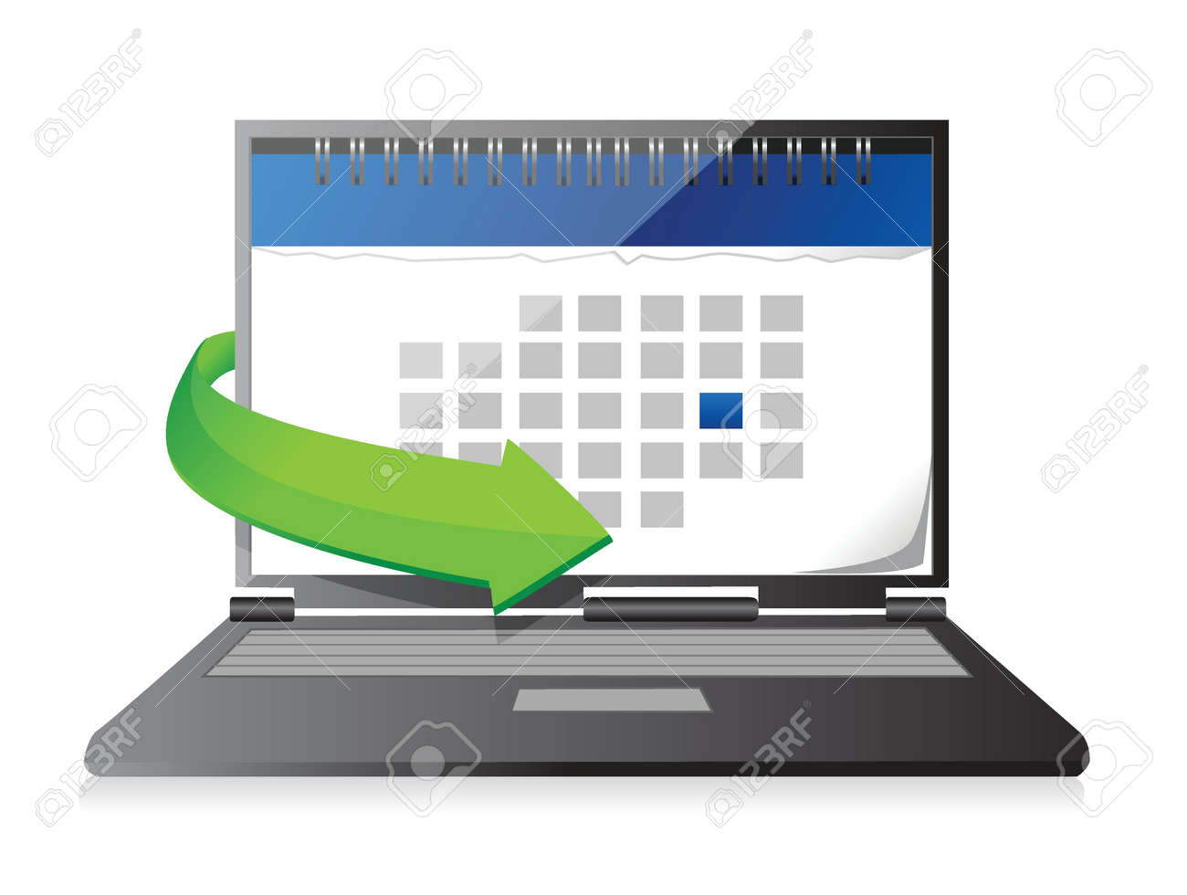 白画面イラスト デザインのカレンダーとノート パソコン のイラスト素材 ベクタ Image