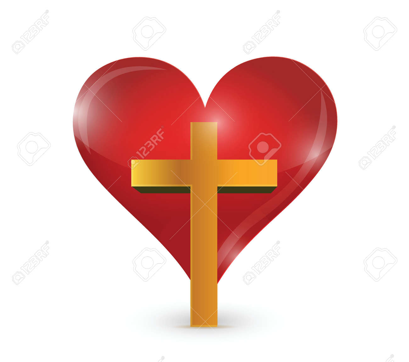 cross and heart illustration design over a white background royalty