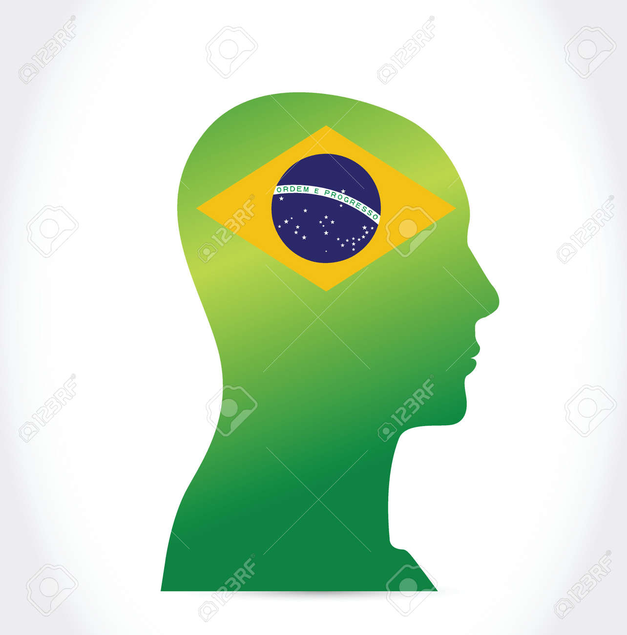 ブラジルの国旗の人々 の頭 白色の背景上のイラスト デザイン のイラスト素材 ベクタ Image