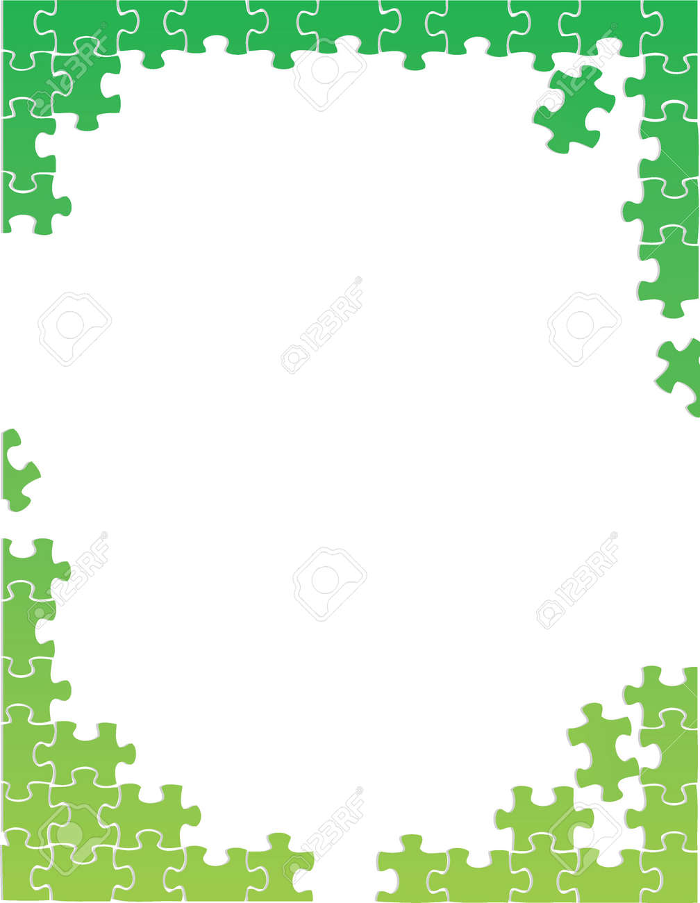 green puzzle pieces border template illustration design over